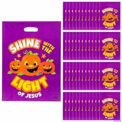 Best Pirce 🔔 12 1/2" x 17" Bulk Christian Pumpkin Trick-Or-Treat Plastic Goody Bags - 50 Pc. 🌟