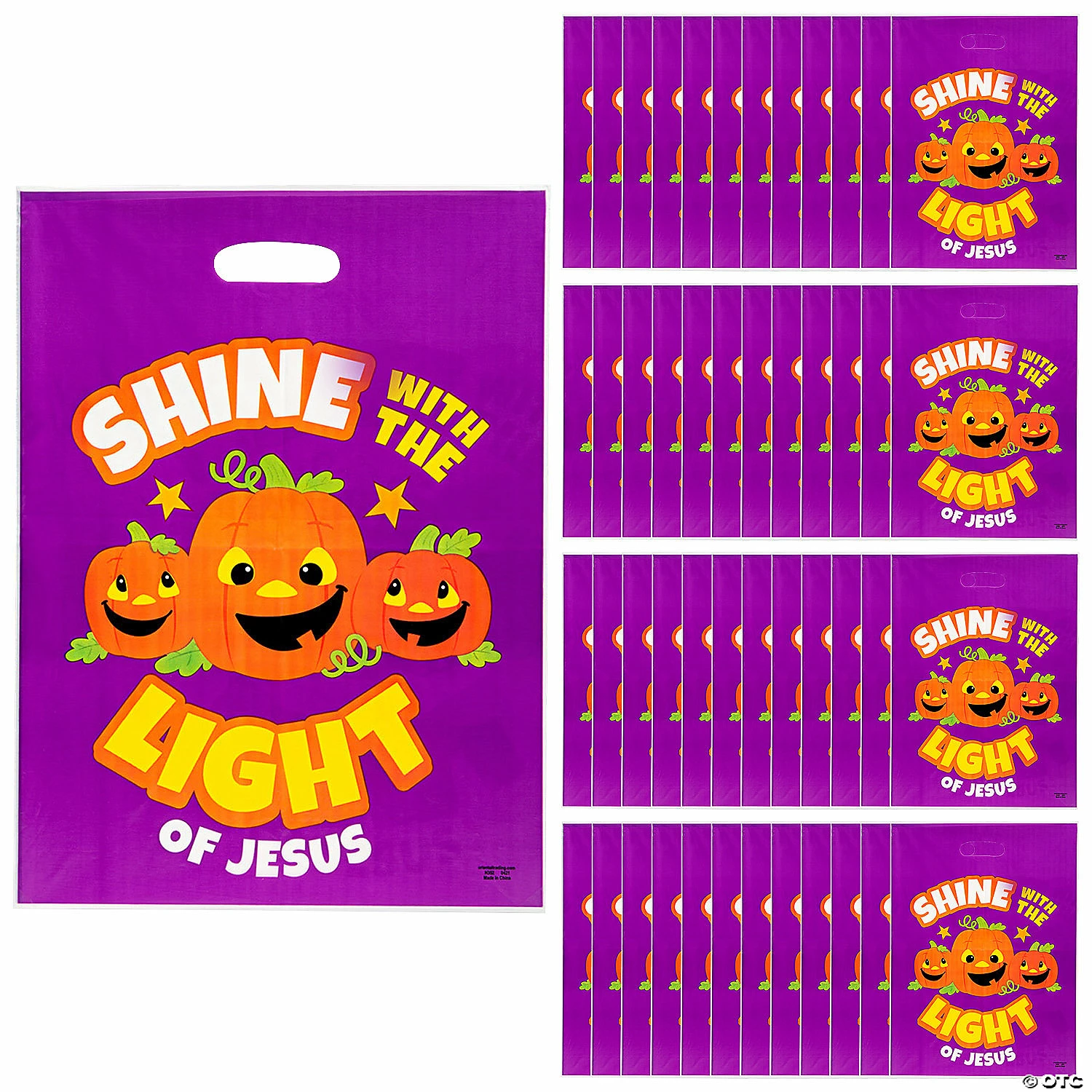 Best Pirce ๐ 12 1/2" x 17" Bulk Christian Pumpkin Trick-Or-Treat Plastic Goody Bags - 50 Pc. ๐