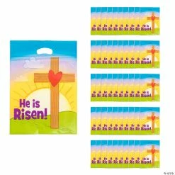 Discount 🌟 12 1/2" x 17" Large Plastic Religious Easter Goody Bags - 50 Pc. 😀