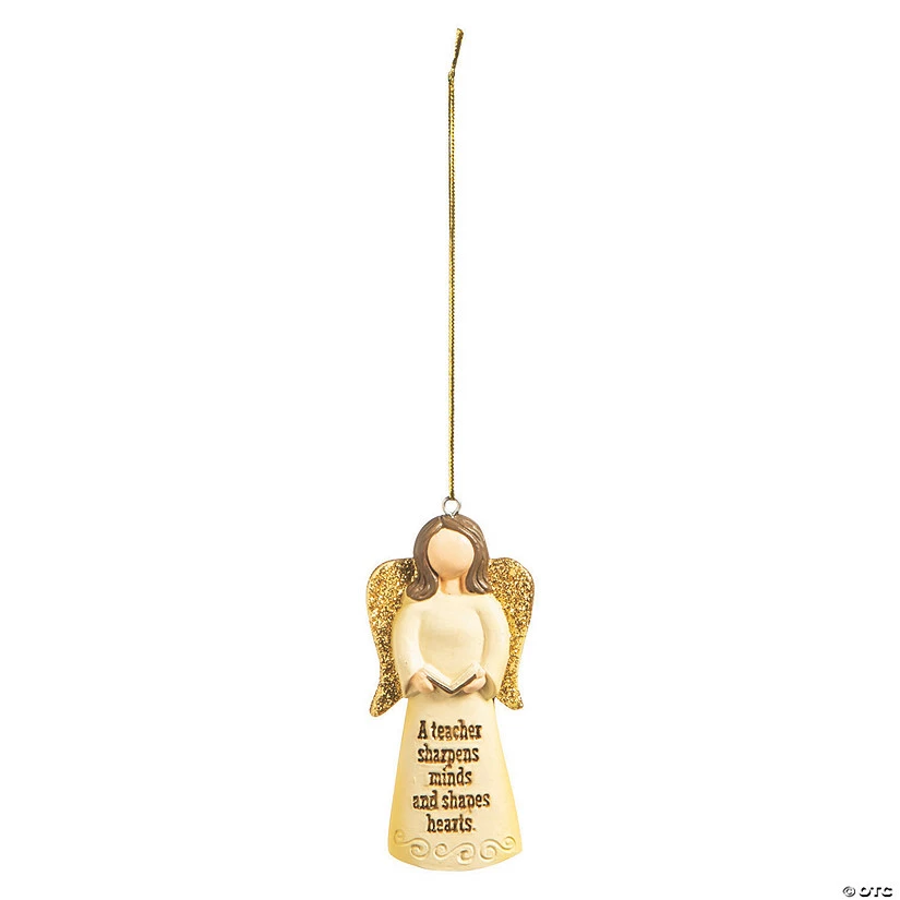Wholesale β A Teacher Sharpens Minds Angel Resin π Christmas Ornaments - 12 Pc. π - Image 2