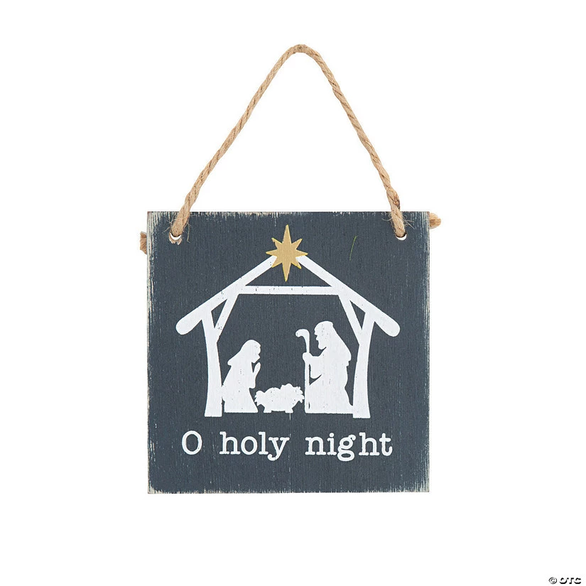 Discount ❤️ O Holy Night Rustic Wood Sign ❄ Christmas Ornaments - 12 Pc. 🎁 - Image 2
