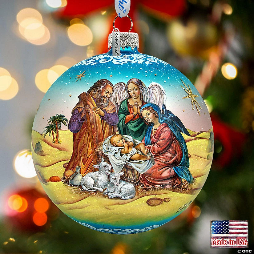 Budget 😉 G. Debrekht Nativity Ball in Blue Glass Ornament Limited Edition Nativity Holiday Decor ✨ - Image 2