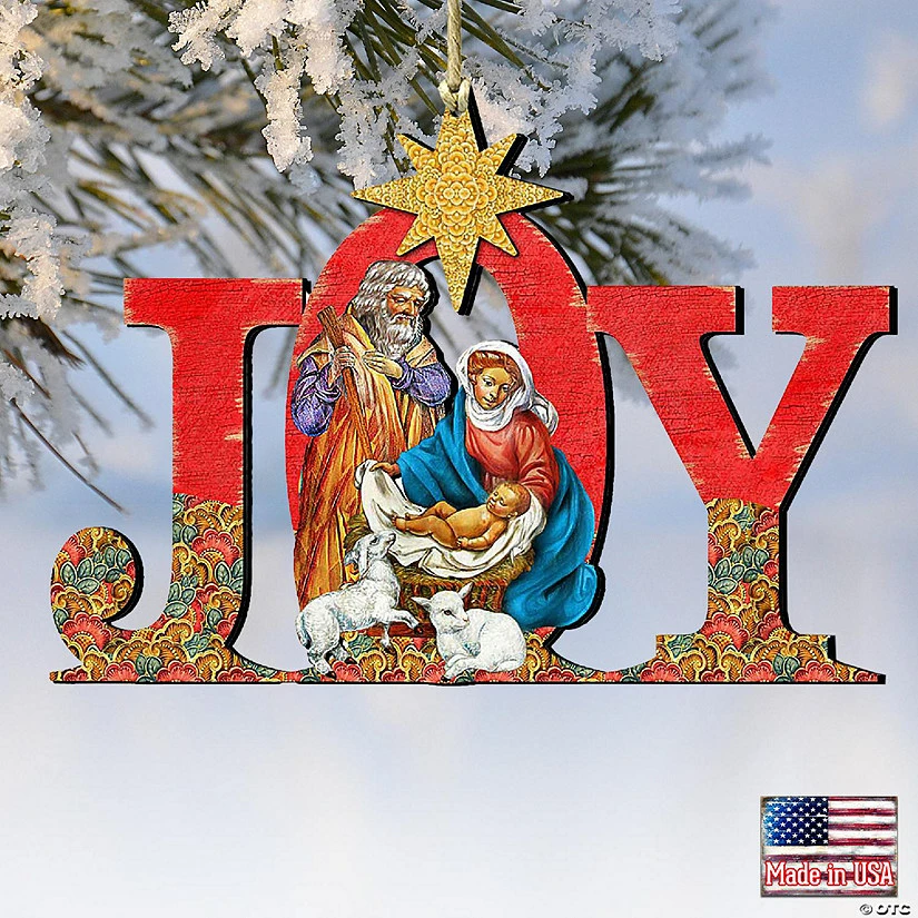 Buy ✨ Designocracy Regal Joy Nativity Wooden Ornaments Set of 2 Nativity Holiday Decor 😍 - Image 2