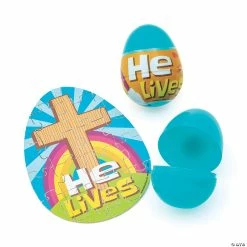 Wholesale ๐ 2 1/2" He Lives Puzzle-Filled Plastic Easter Eggs - Set of 12 ๐ฏ
