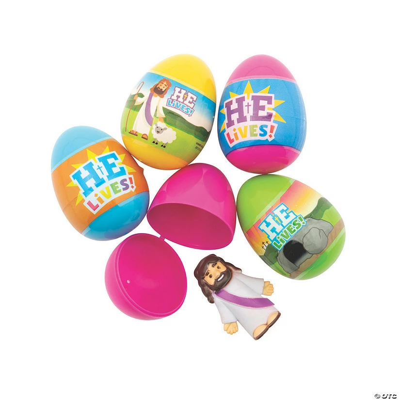 Brand new โญ 2 1/2" He Lives Toy-Filled Plastic Easter Eggs - 48 Pc. ๐