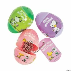 Deals ๐งจ 2 1/2"Peanutsยฎ Inspirational ๐ Dog Tag Necklace-Filled Plastic Easter Eggs - 12 Pc. ๐งจ