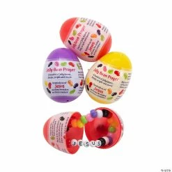 New π 2 1/4" Jelly Bean Prayer Bracelet-Filled Plastic Easter Eggs - 24 Pc. π