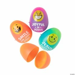 Cheap 😉 2 1/4" Religious Smile Face Plastic Easter Eggs – 72 Pc. 💯