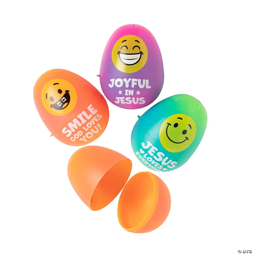 Cheap π 2 1/4" Religious Smile Face Plastic Easter Eggs β 72 Pc. π―