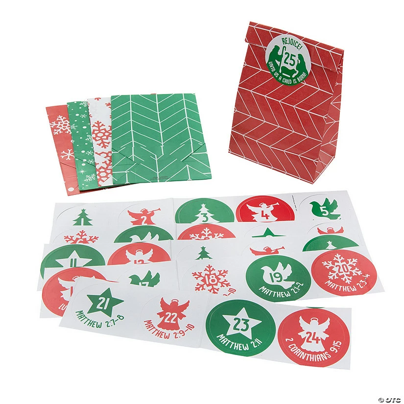 Top 10 โค๏ธ 3 1/4" x 2" x 6 1/2" Small Advent Countdown ๐ Christmas Paper Treat Bags with Stickers - 50 Pc. โญ