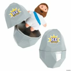 Best deal 🔔 4" Religious Easter Egg Tomb with Stuffed Jesus Character - 24 Pc. 🧨
