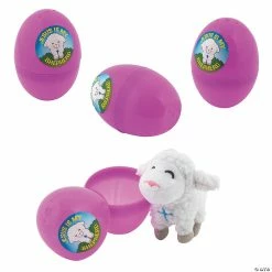 Coupon 😉 4" Religious Easter Eggs with Mini White Stuffed Lamb - 12 Pc. 🎁