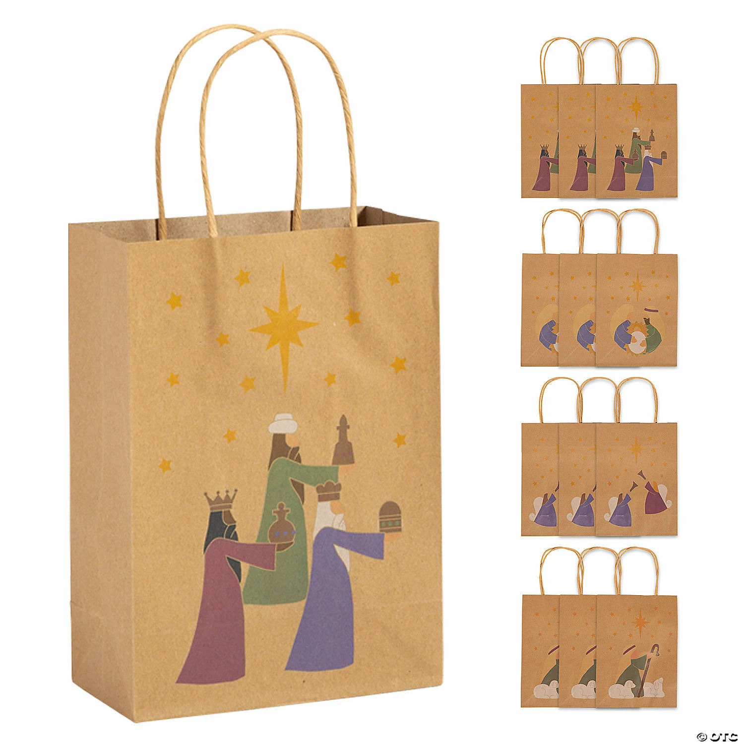 Coupon ๐ฏ 6 1/2" x 9" Medium Brown Nativity Scene Kraft Paper Gift Bags - 12 Pc. ๐