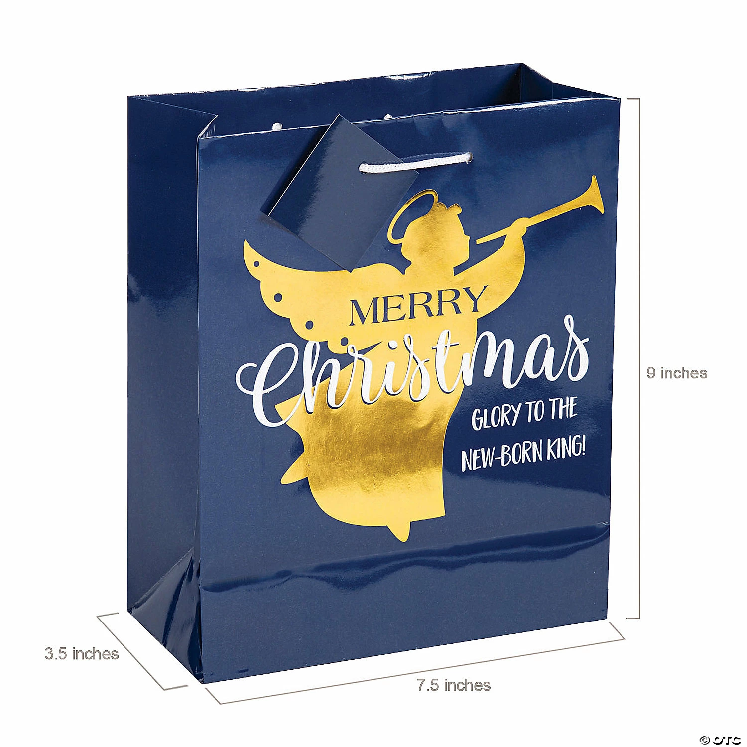 Top 10 π 7 1/2" x 9" Medium Gold Foil Angel Paper Gift Bags with Tags - 12 Pc. π - Image 2