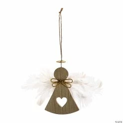 Hot Sale 🌟 Angel with Marabou Wings Wood 🎄 Christmas Ornaments - 12 Pc. ⌛