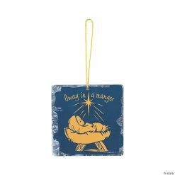 Promo 🧨 Away in a Manger Baby Jesus Metal 🎄 Christmas Ornaments - 12 Pc. 🎉