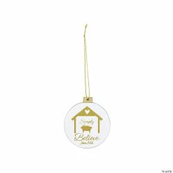 New 🎉 Believe John 3:16 Nativity Manger Wood 🔔 Christmas Ornaments - 12 Pc. 😍