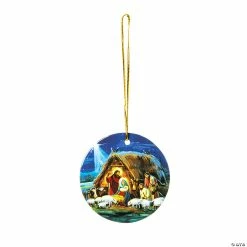 New 👏 Bright Bethlehem Holy Family Ceramic 🎅 Christmas Ornaments - 12 Pc. ✔️