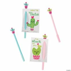 Wholesale ๐ฅฐ Cactus Pen Valentine Exchanges with Card for 12 โค๏ธ