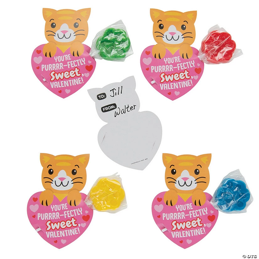 Outlet 😉 Cat Paw Print Lollipop with Valentine’s Day Card - 12 Pc. 🥰