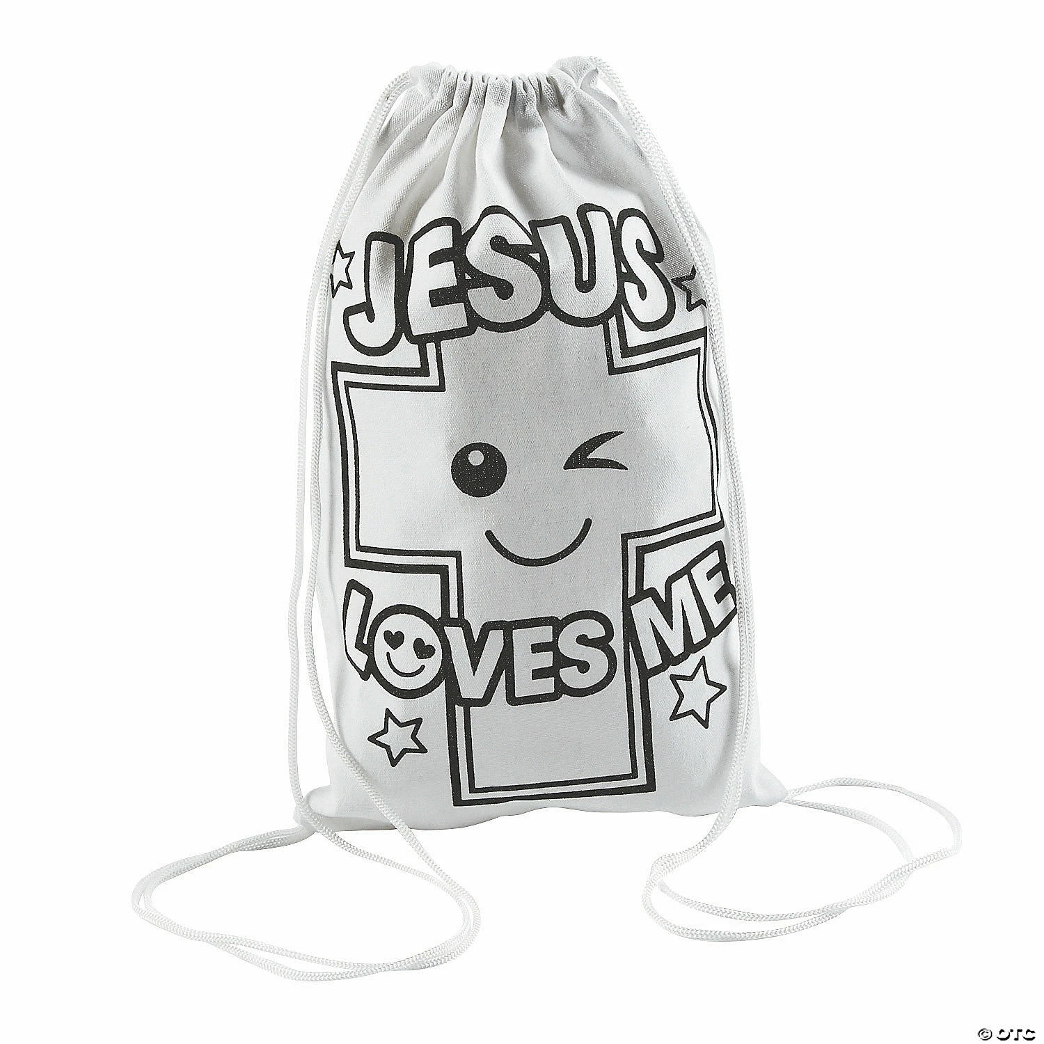 Hot Sale π Color Your Own Medium Jesus Loves Me Drawstring Bags - 12 Pc. π