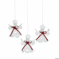 Promo 🎁 Crocheted Victorian Angel Ribbon ❄ Christmas Ornaments - 12 Pc. 😉