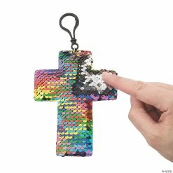 Buy 👍 Cross Reversible Sequin Clip Keychains ⭐