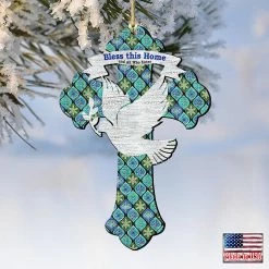 Deals 👍 Designocracy Blessings Cross Wooden Ornaments Set of 2 Nativity Holiday Decor 🌟