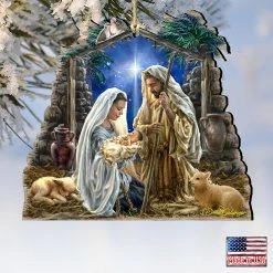 Deals ⌛ Designocracy Glory to God Wooden Ornaments Set of 2 by Gelsinger Nativity Holiday Decor 🛒