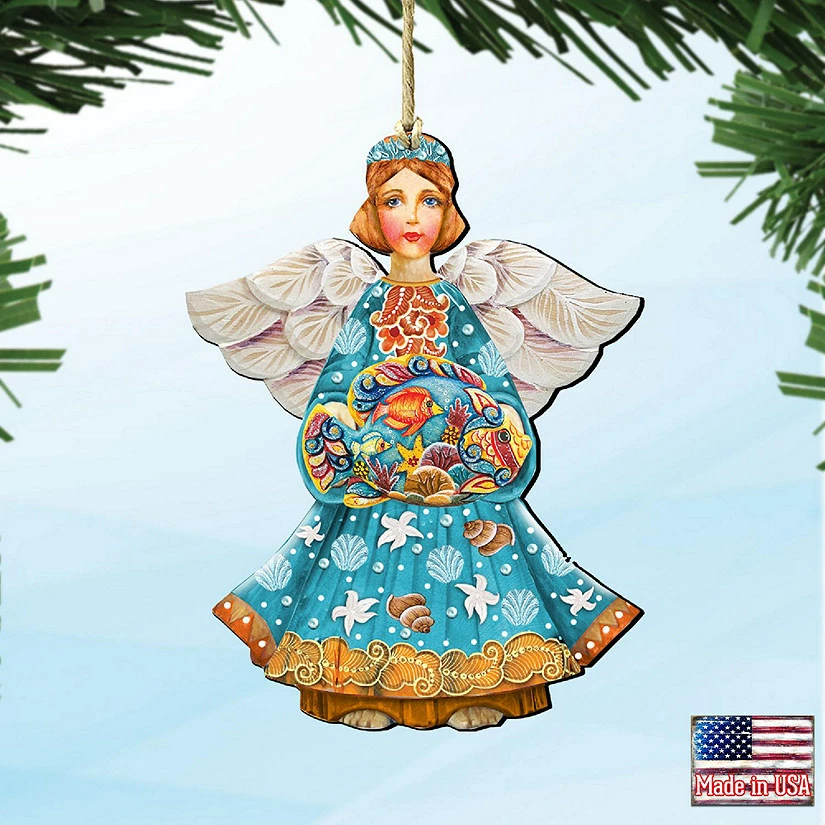 Budget โ Designocracy Guardian of The Sea Angel Wooden Ornaments Set of 2 Coastal Holiday Decor ๐ฏ
