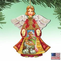 Cheapest ✨ Designocracy Mary And Joseph Angel Wooden Ornaments Set of 2 Nativity Holiday Decor 😉