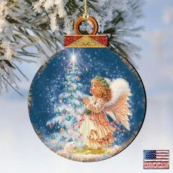 Top 10 🔥 Designocracy My 🎄 Christmas Wish Angel Wooden Ornaments Set of 2 by Gelsinger Nativity Holiday Decor ✔️