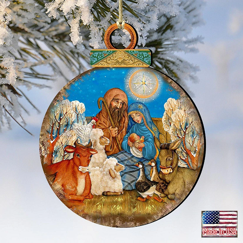 Hot Sale โจ Designocracy Nativity Ball Wooden Ornaments Set of 2 by Gelsinger Nativity Holiday Decor ๐งจ