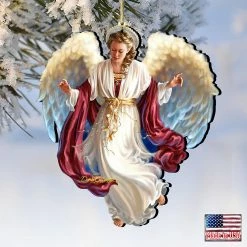 Best Pirce 👏 Designocracy Piece on Earth Angel Wooden Ornaments Set of 2 by Gelsinger American 🔔 Christmas Decor 🤩