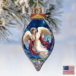 Discount ⌛ Designocracy Pigeoneers Angel Wooden Ornaments Set of 2 by Gelsinger Nativity Holiday Decor 👍
