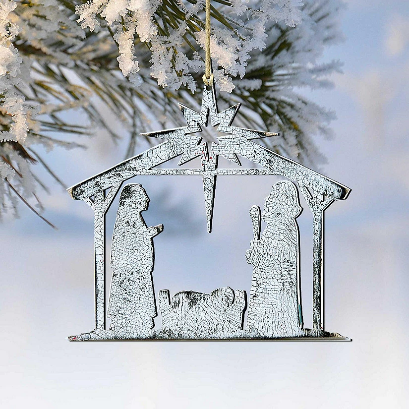Discount ⌛ Designocracy Rustic Rising Star Nativity Wooden Ornaments Set of 2 Nativity Holiday Decor 👍