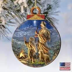 Best Pirce 🌟 Designocracy Shepherds Keeping ⌚ Watch Wooden Ornaments Set of 2 by Gelsinger Nativity Holiday Decor 🌟