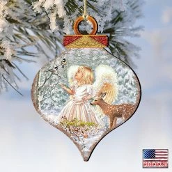Deals 🎁 Designocracy Sweet ❄ Christmas Blessings Wooden Ornaments Set of 2 by Gelsinger Nativity Holiday Decor 🔥
