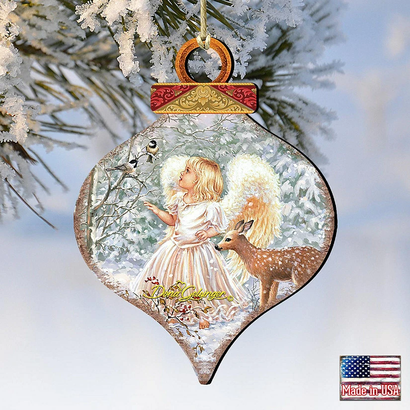 Deals 🎁 Designocracy Sweet ❄ Christmas Blessings Wooden Ornaments Set of 2 by Gelsinger Nativity Holiday Decor 🔥