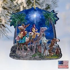 Best Pirce 😍 Designocracy The Magic of Three Kings Wooden Ornaments Set of 2 by Gelsinger Nativity Holiday Decor ✔️