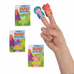 Buy 😀 Dinosaur Puffy Finger Puppets with Valentine's Day Card for 24 ⌛