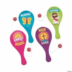Budget 🧨 Easter Inspirational Paddleball Games - 12 Pc. 👏