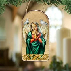 Promo 🌟 G. Debrekht Angel with Dove Religious Christian Sacred Icon Ornament Inspirational Icon Decor ⌛