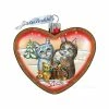 Coupon 😉 G. Debrekht Kitty Cats Love Heart Glass Ornament 🔔 Christmas Decor 🔔