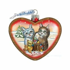 Coupon 😉 G. Debrekht Kitty Cats Love Heart Glass Ornament 🔔 Christmas Decor 🔔