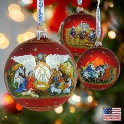 Best Pirce 🎉 G. Debrekht Limited Edition, Oversized Guarding Light Iconic Nativity Ball Glass Ornament, 🎅 Christmas Decor ✨