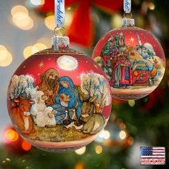 New 😍 G. Debrekht Story of Nativity Ball Glass Ornament Limited Edition Nativity Holiday Decor ⭐