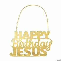 Deals 🔥 Happy 🥳 Birthday Jesus Gold Metal 🎁 Christmas Ornaments - 12 Pc. 🎁