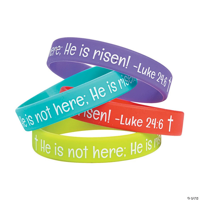 Top 10 ๐ He is Risen Rubber Bracelets - 24 Pc. โ