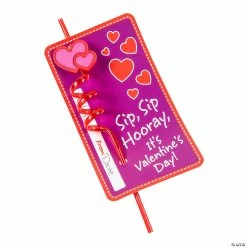 New π Heart Straws with Valentine's Day Card for 12 π